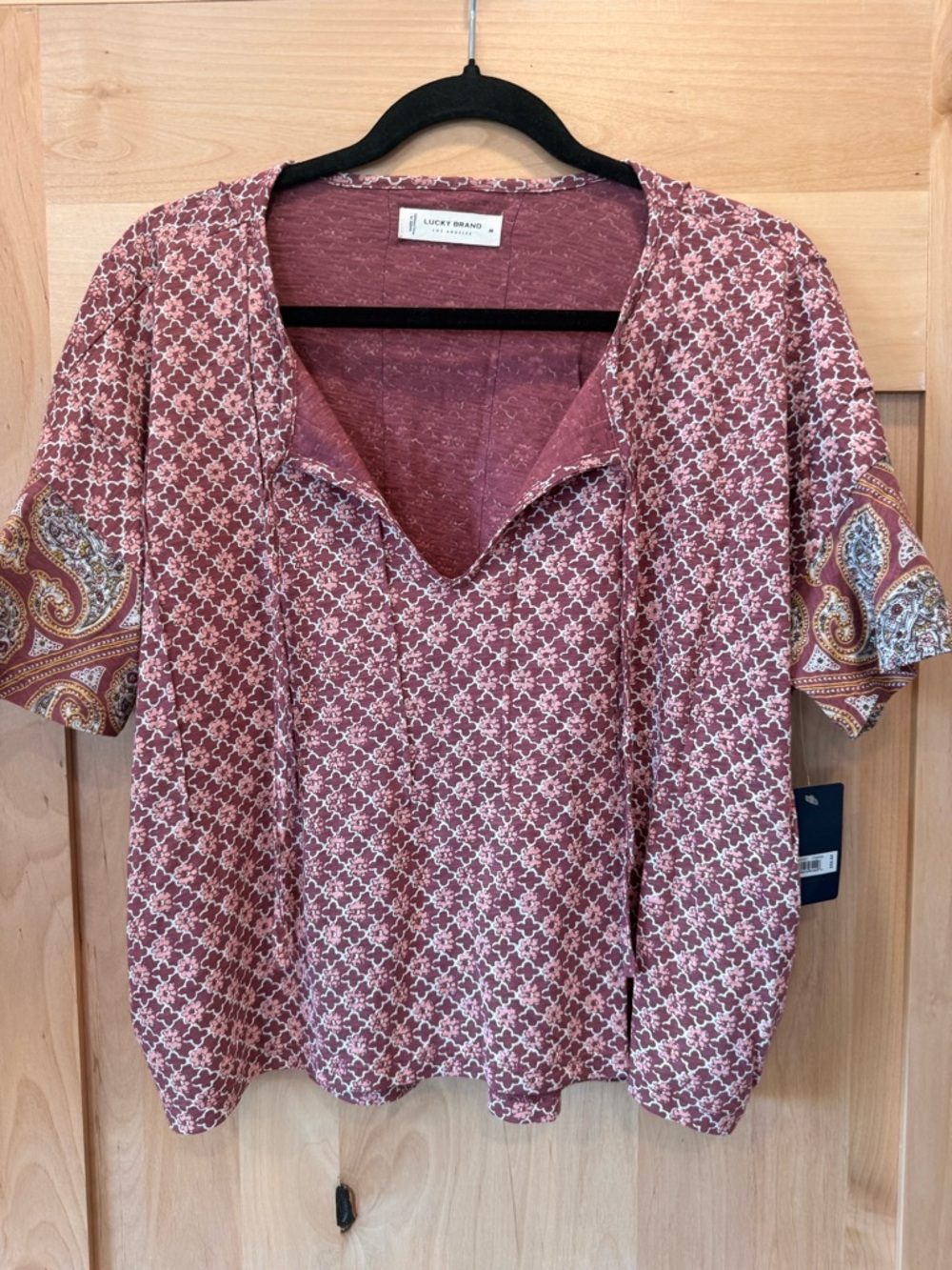 Lucky Brand NWT Paisley Print Boho Blouse Top Size M $59.50